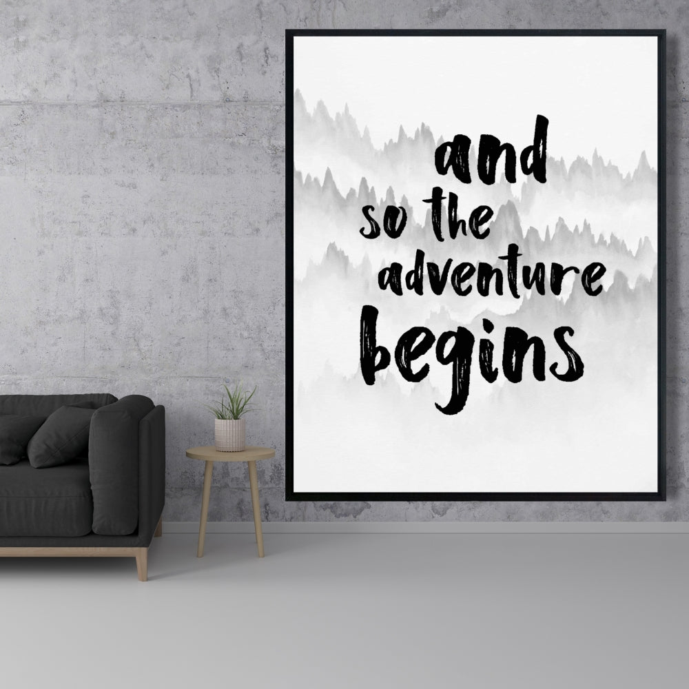 Toile monochrome « L'aventure commence » | Décoration d'intérieur