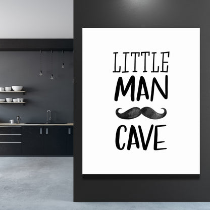 Little Man Cave Canvas | White Monochrome Home Decor Art