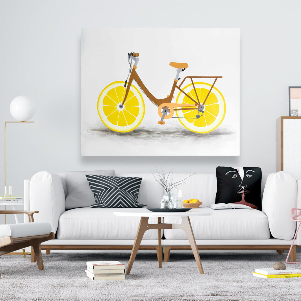 Lemon Wheel Bike Canvas | Hobbies Illustrative Bedroom Decor