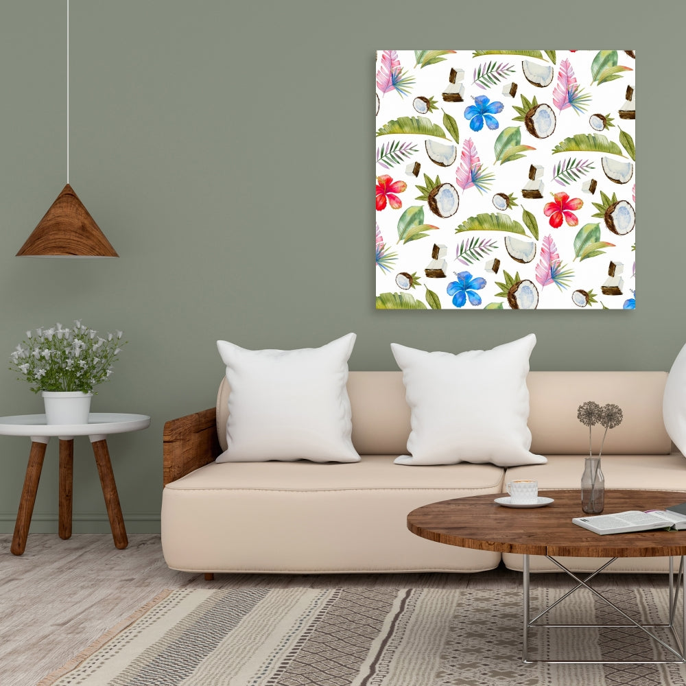 Tropical Pattern Green Bedroom Canvas | Floral & Botanical Decor