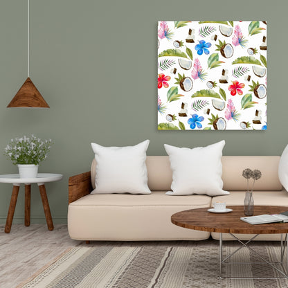 Tropical Pattern Green Bedroom Canvas | Floral & Botanical Decor