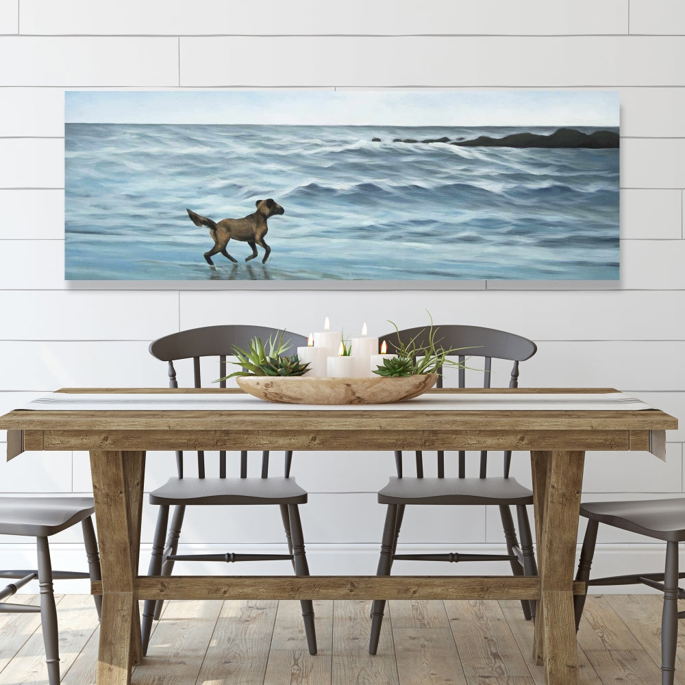 Dog on the Beach Marine Canvas | Home Decor Beach Animals