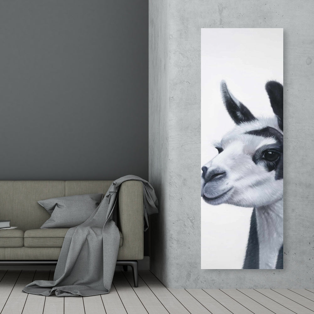 Black & White Lama Canvas | Farm Animal Bedroom Decor