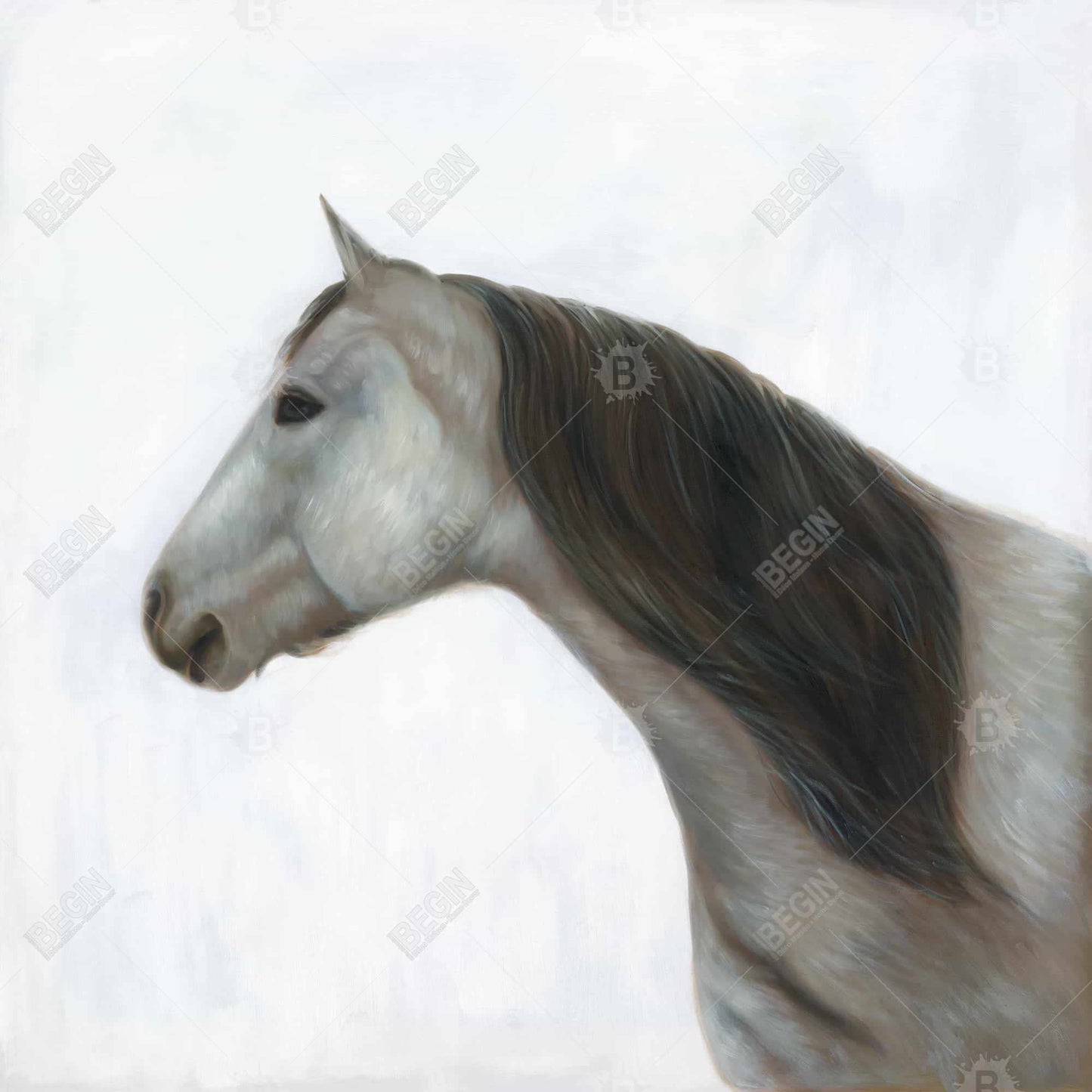 Toile encadrée blanche rustique « Cheval d'hiver » | Décoration de chambre