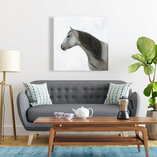 Winter Horse Canvas Art | White Animal Home Decor Bedroom