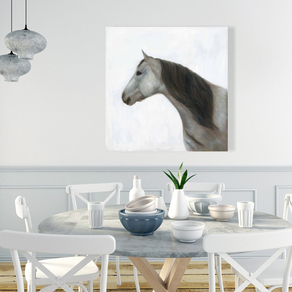 Winter Horse Canvas Art | White Animal Home Decor Bedroom