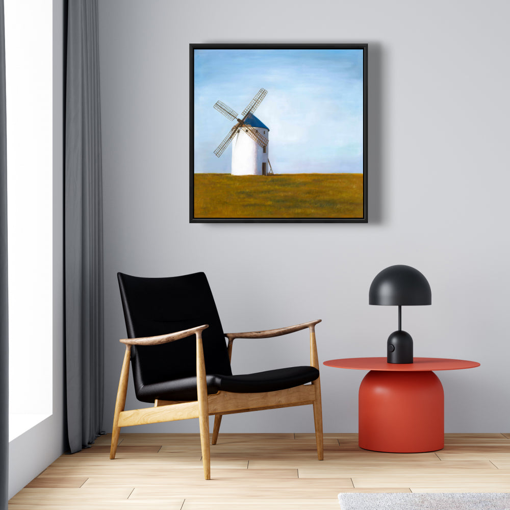 Rustic Livingroom Decor | Big Windmill Framed Canvas Art