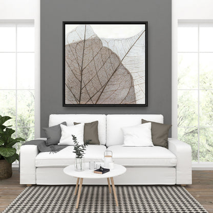 Toile translucide à feuilles séchées | Décoration rustique florale marron