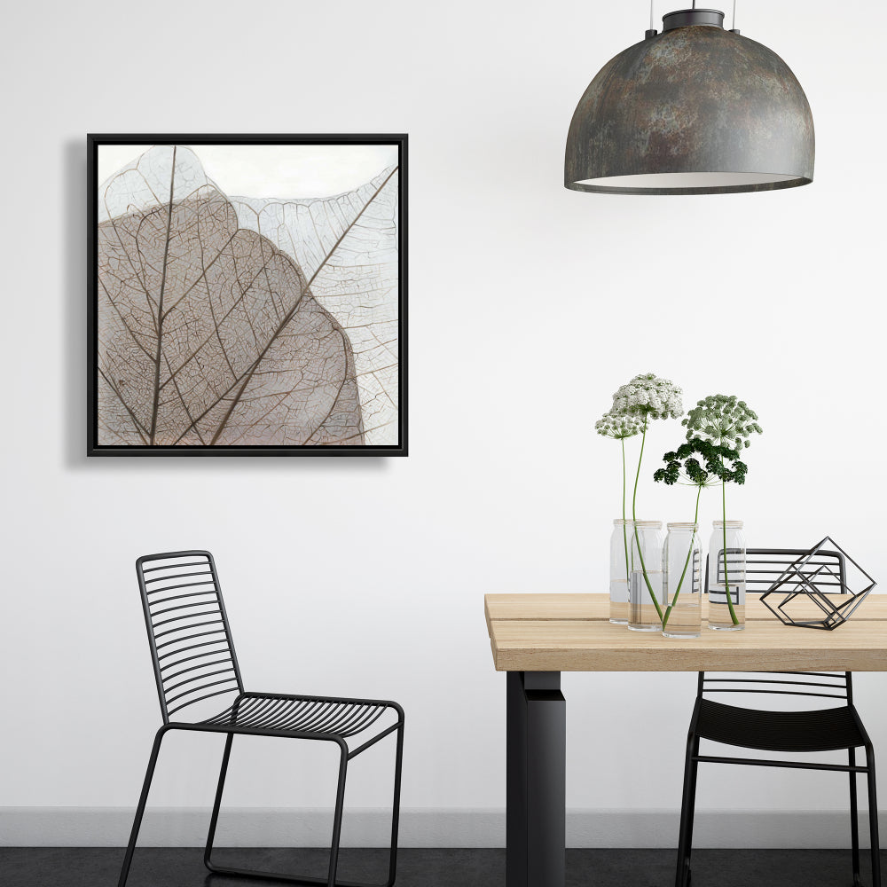 Toile translucide à feuilles séchées | Décoration rustique florale marron