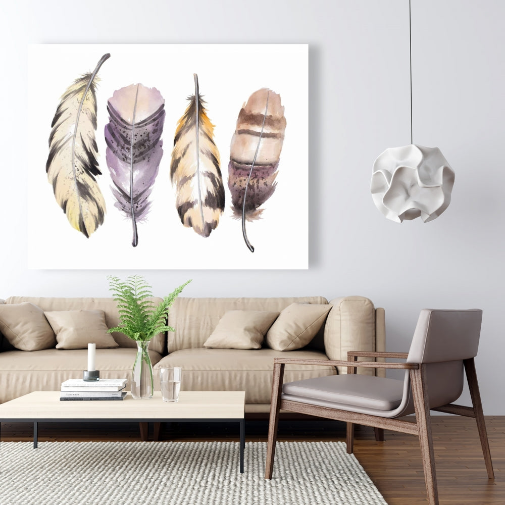 Bohemian Animals Canvas | Purple Feather Set | Home Decor