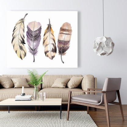 Bohemian Animals Canvas | Purple Feather Set | Home Decor