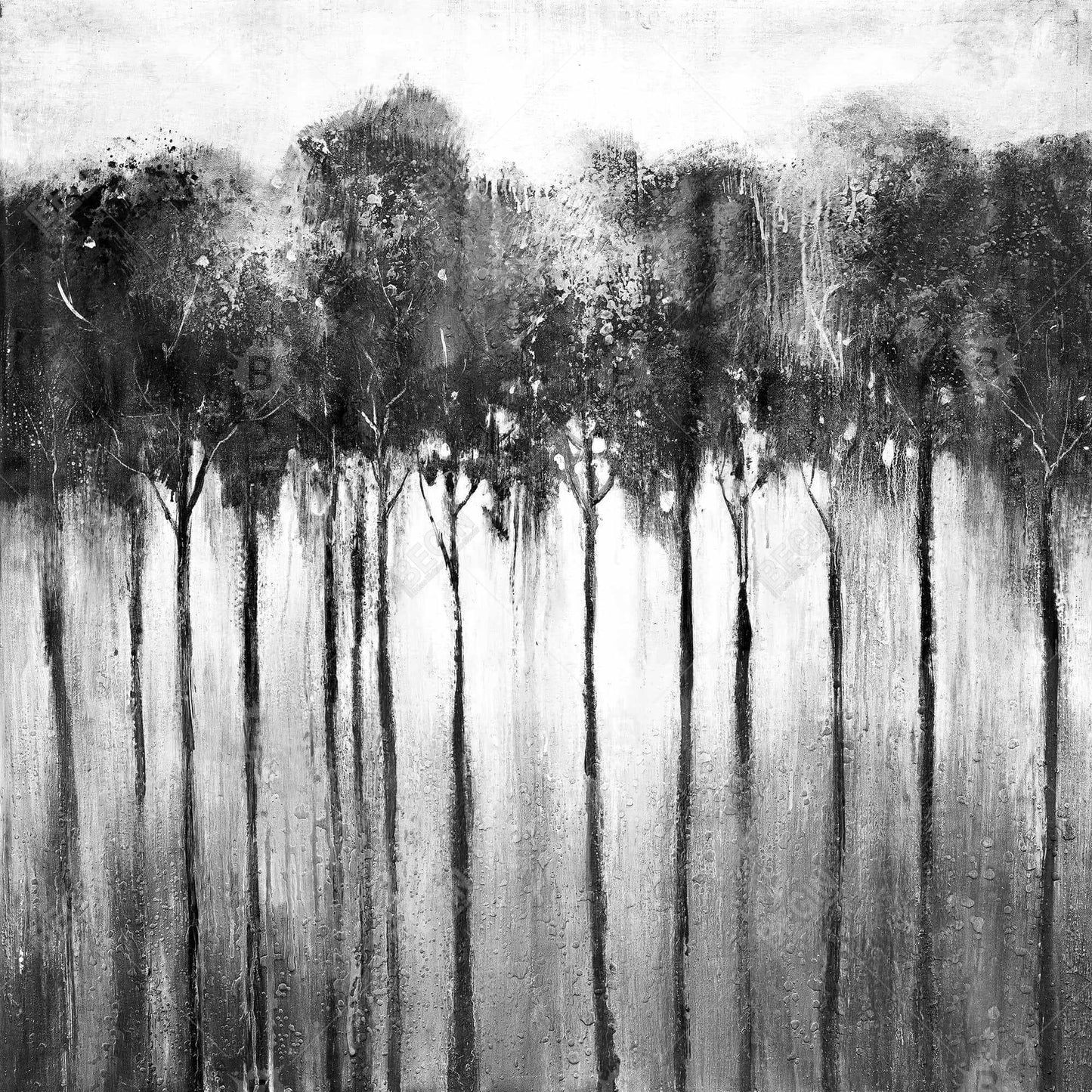 Forêt abstraite en noir et blanc | Toile monochrome