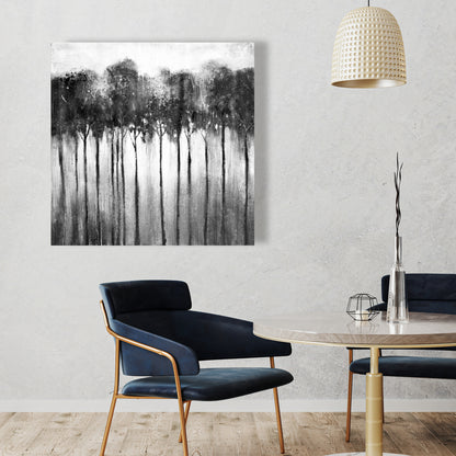 Abstract Forest Black and White - Monochrome Trees Canvas Decor