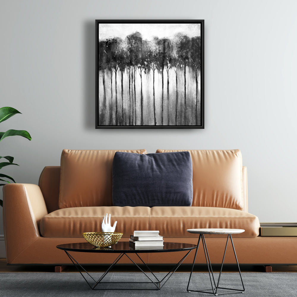 Forêt abstraite en noir et blanc | Toile monochrome