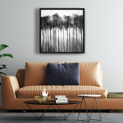 Forêt abstraite en noir et blanc | Toile monochrome