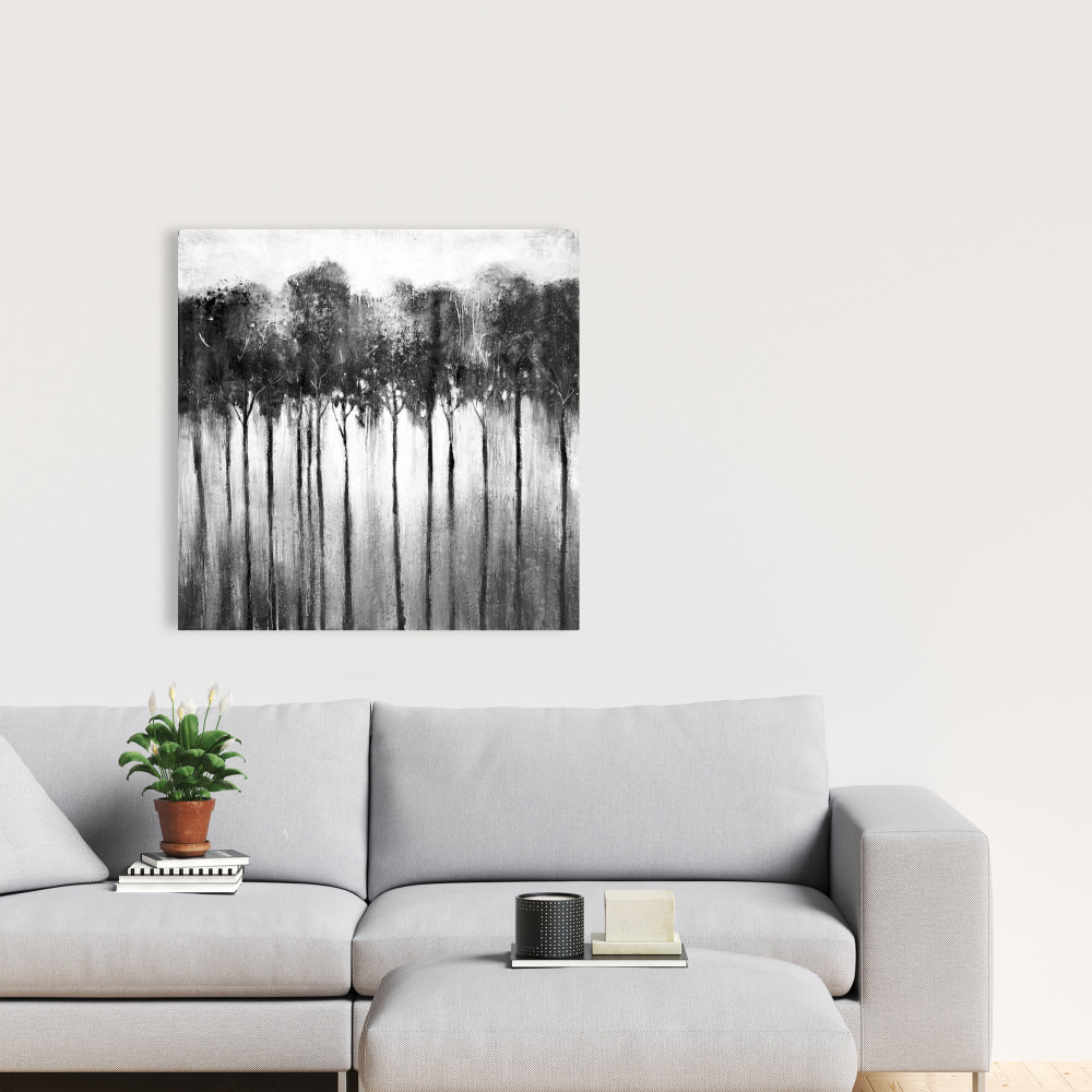 Abstract Forest Black and White - Monochrome Trees Canvas Decor