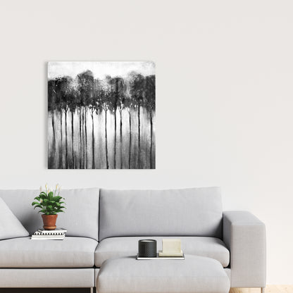 Abstract Forest Black and White - Monochrome Trees Canvas Decor