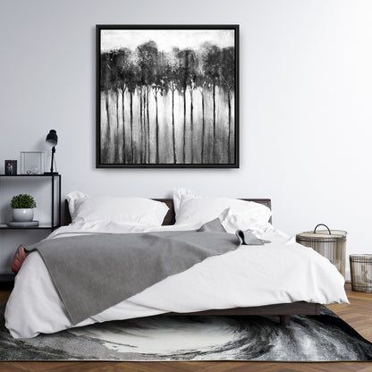 Forêt abstraite en noir et blanc | Toile monochrome