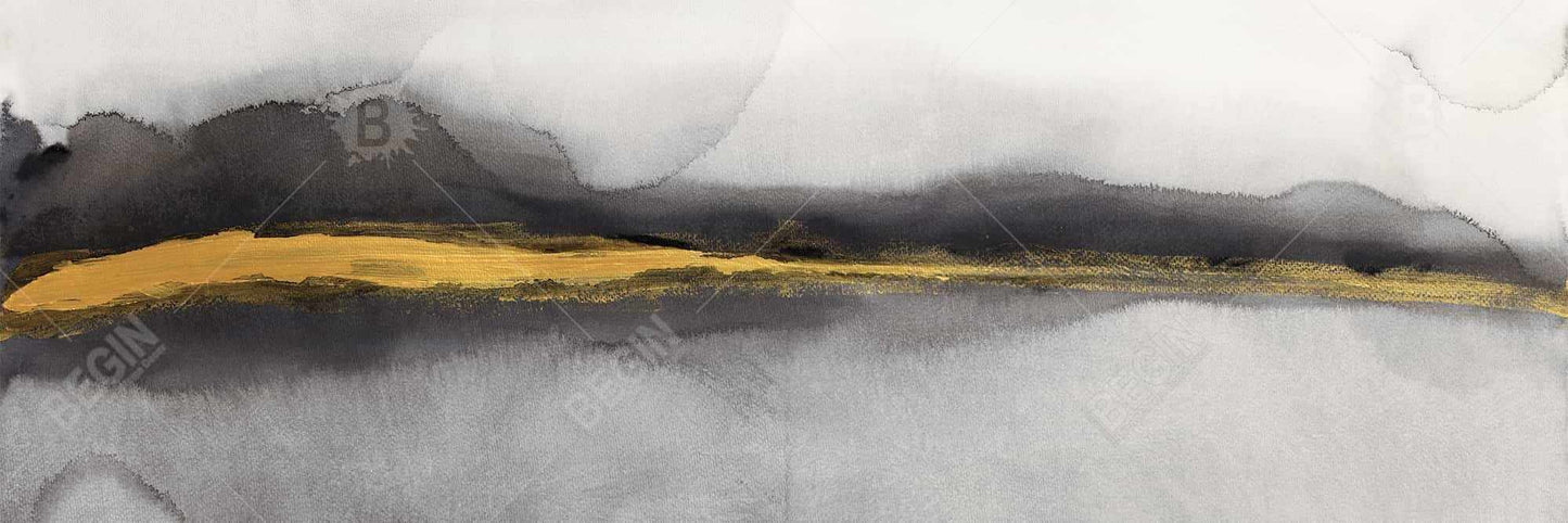 Toile abstraite à rayures dorées | Décoration d'intérieur avec cadre blanc