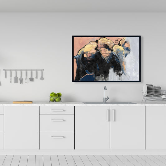 Abstract Elephant Canvas - Gray Animals Office Framed Decor