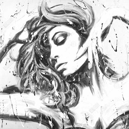 Toile « Danse toute la nuit » : Art blanc moderne pour la décoration intérieure