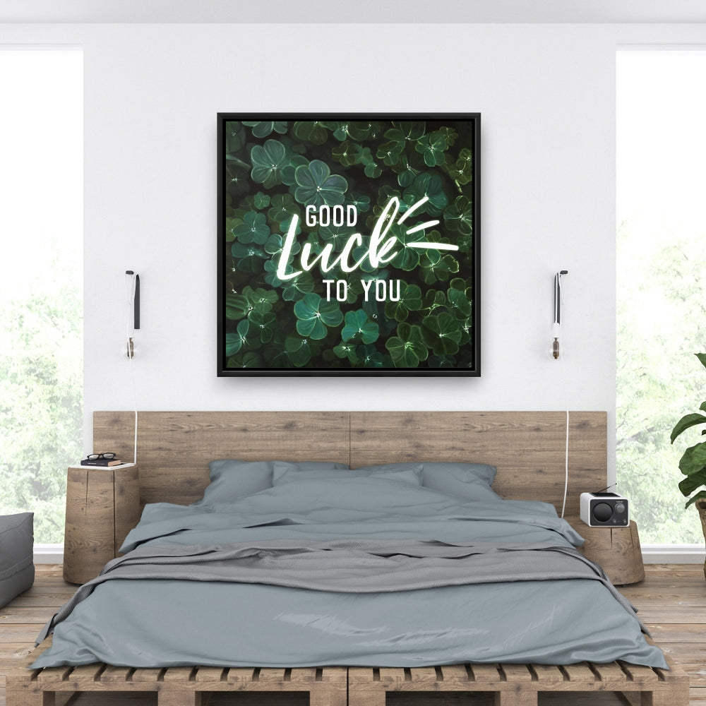 Toile botanique florale « Bonne chance » – Décoration de salon moderne