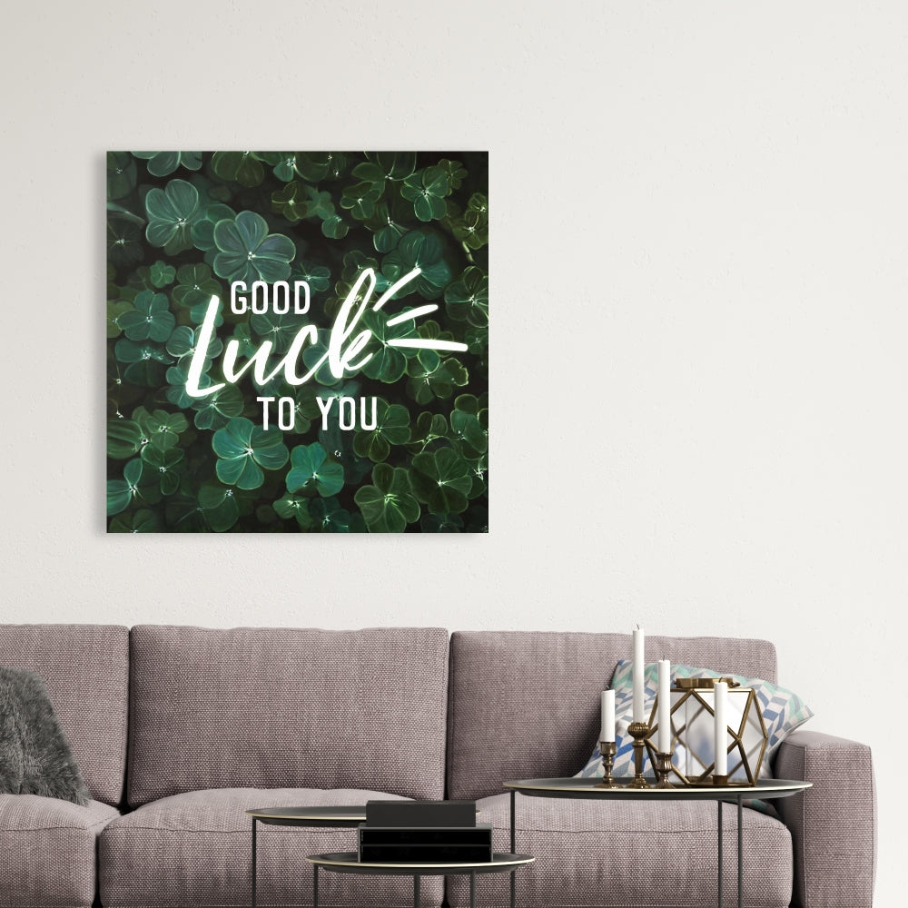 Modern Living Room Green Canvas - Good Luck to You Decor