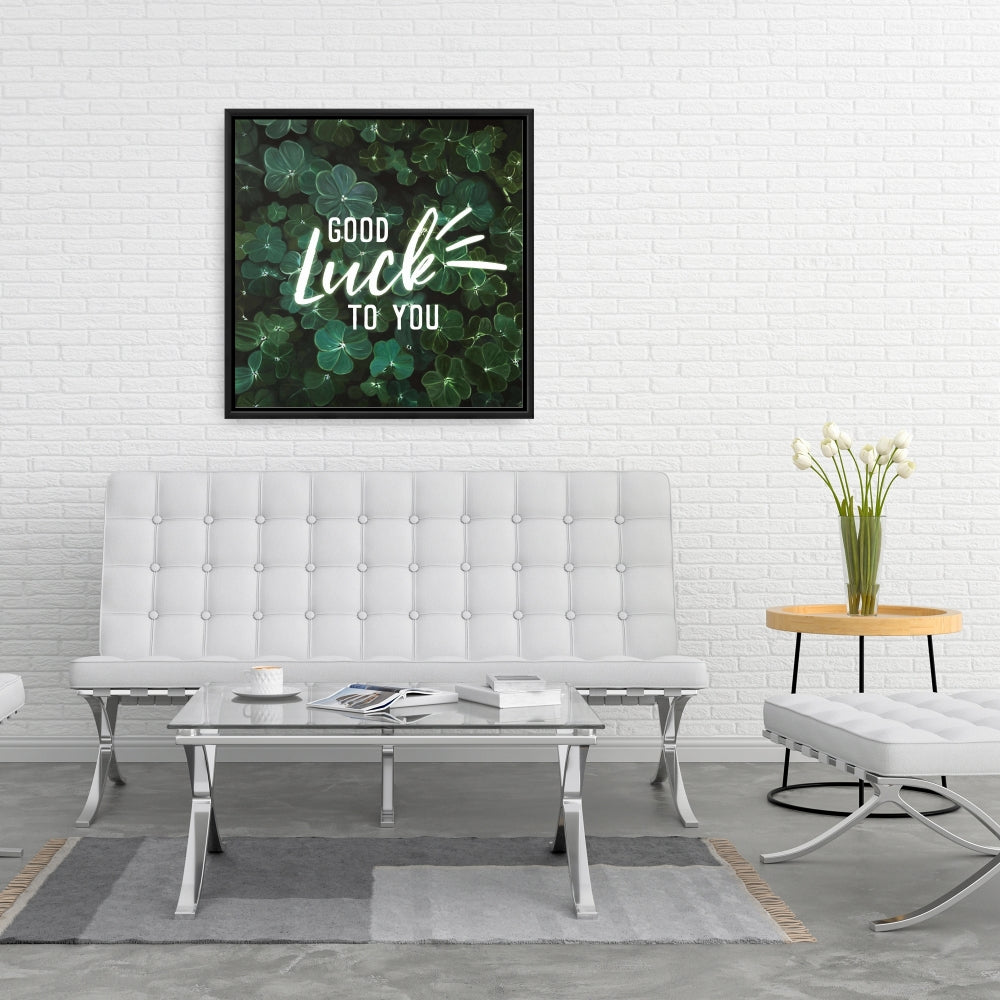 Toile botanique florale « Bonne chance » – Décoration de salon moderne