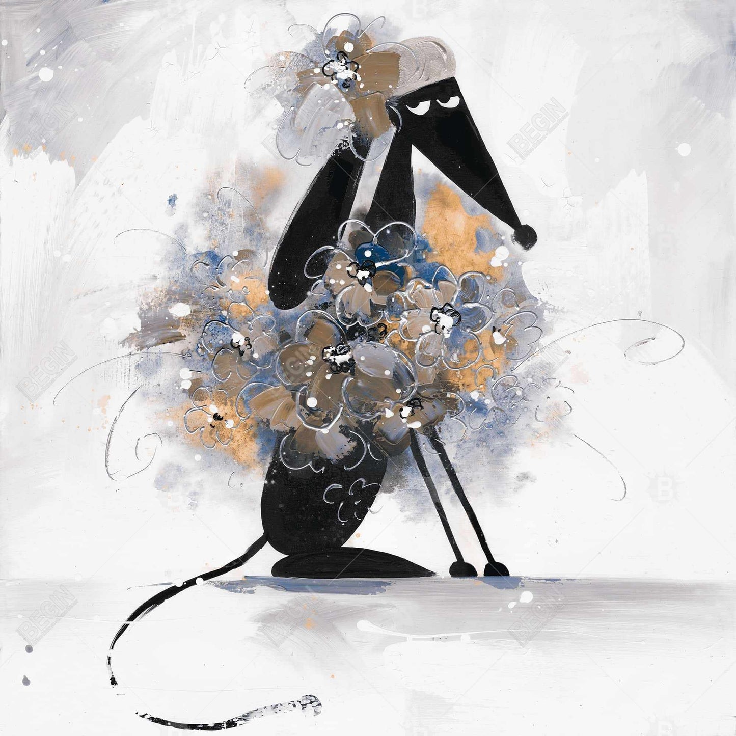 Afghan Hound Dog Cartoon Canvas - Blue Pet Home Decor