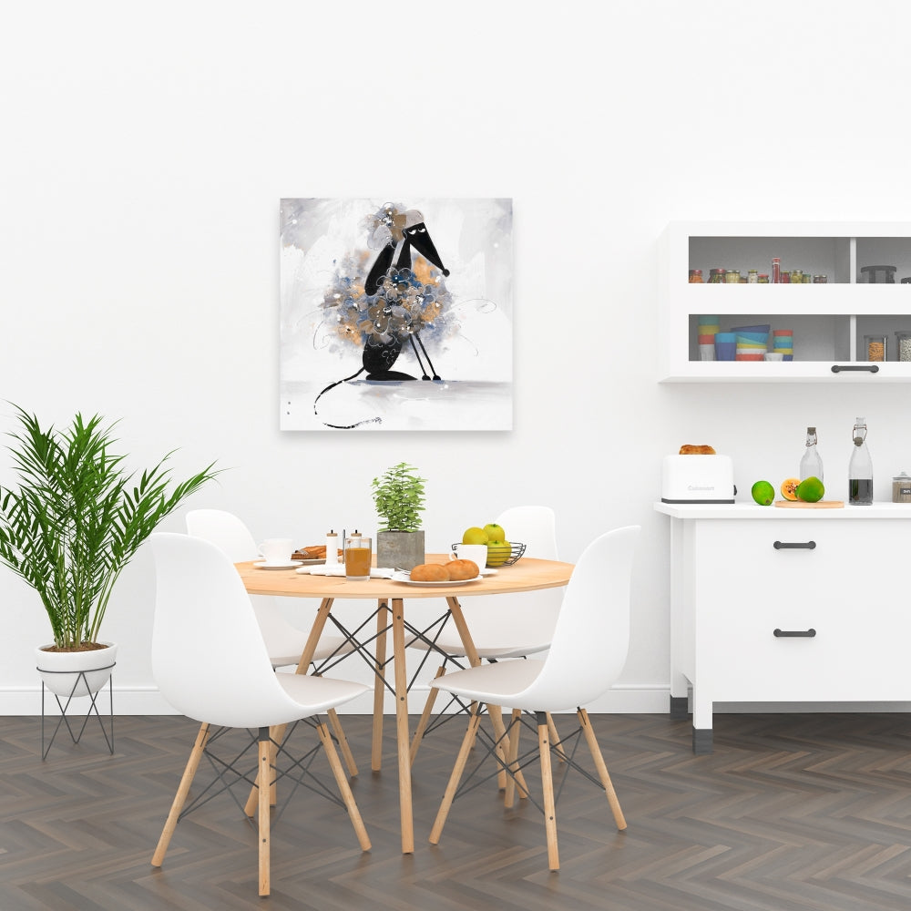 Toile représentant un lévrier afghan - Décoration d'intérieur bleue