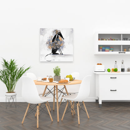 Toile représentant un lévrier afghan - Décoration d'intérieur bleue