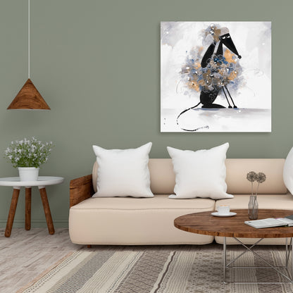 Toile représentant un lévrier afghan - Décoration d'intérieur bleue