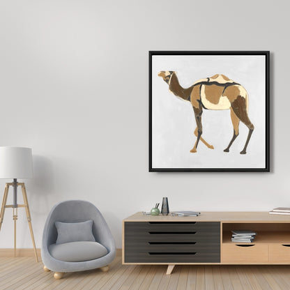 Toile Dromadaire rétro - Décoration d'intérieur avec cadre marron
