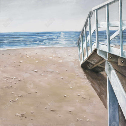 Soft Seaside Landscape | Blue Sea Canvas for Bathroom Decor