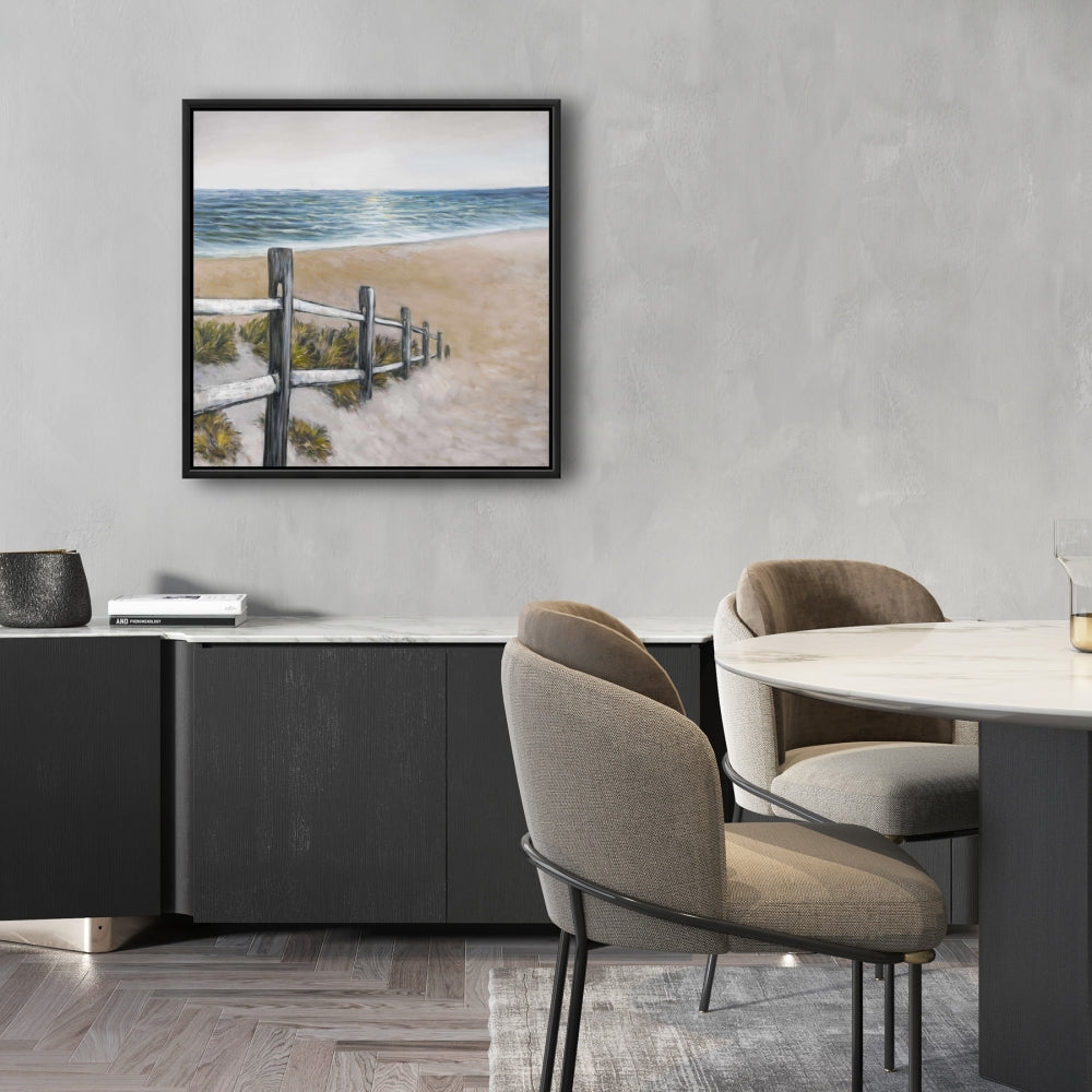 Toile encadrée « Bord de mer doux » bleu | Décoration d'intérieur