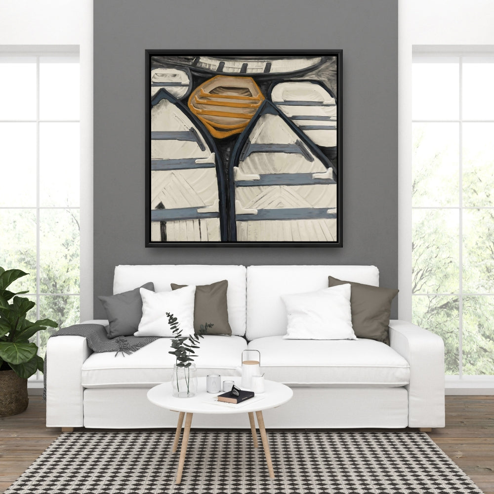 Toile encadrée Canoës - Décoration de salle de bain, bateau, art marin