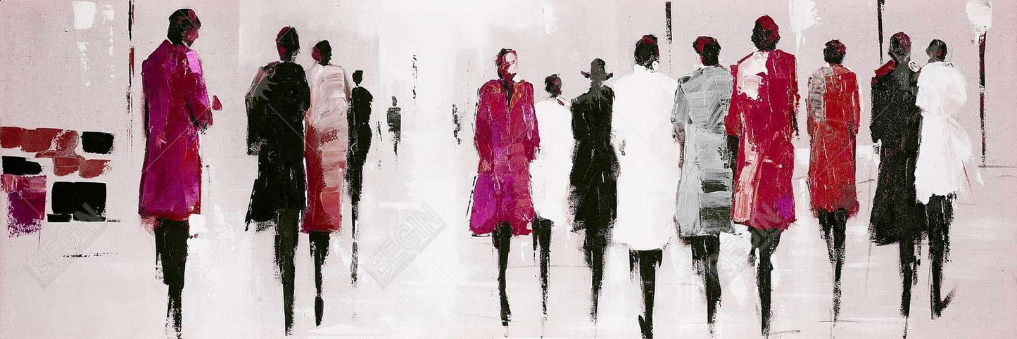 Toile contemporaine représentant une femme en promenade | Décoration d'intérieur