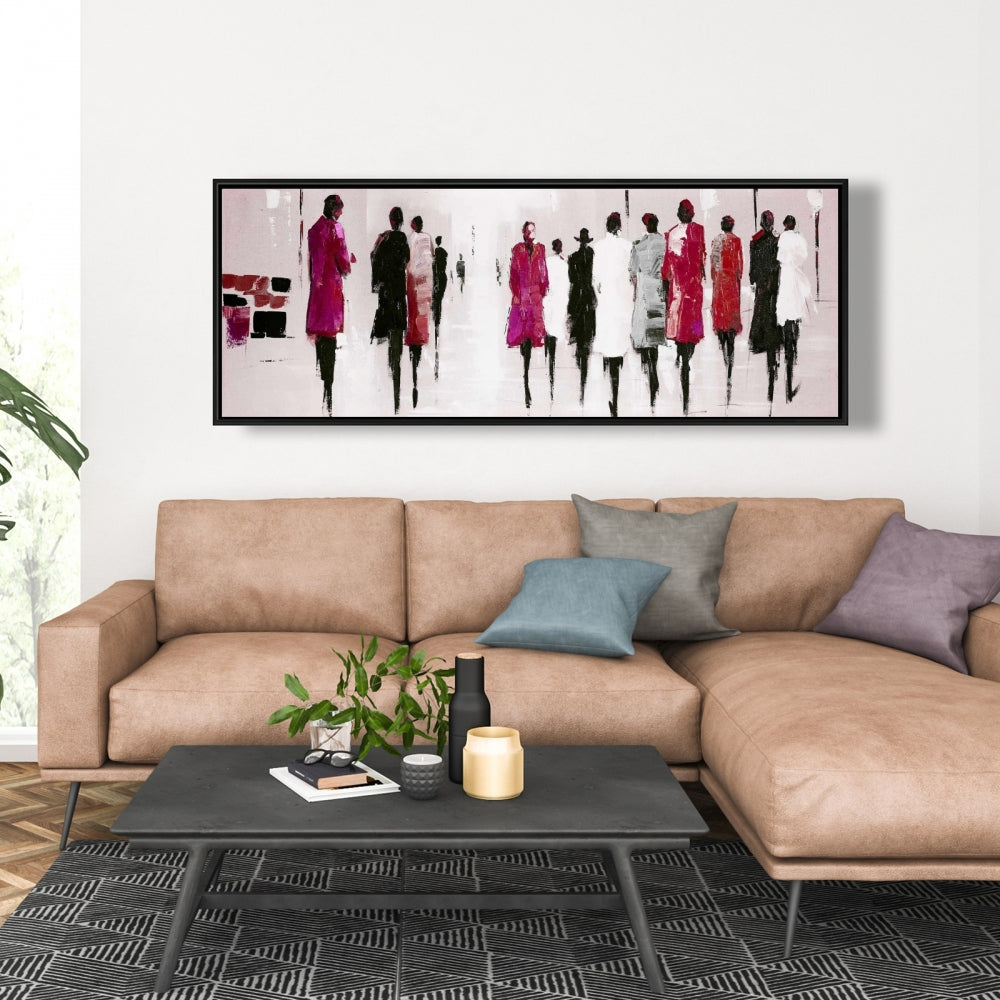 Toile contemporaine représentant une femme en promenade | Décoration d'intérieur