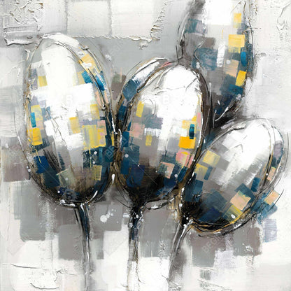 Toile encadrée Tulipes botaniques florales bleues | Décoration d'intérieur