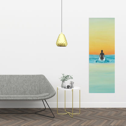 Surfer Swimming by Dawn | Blue Bedroom Canvas Home Decor