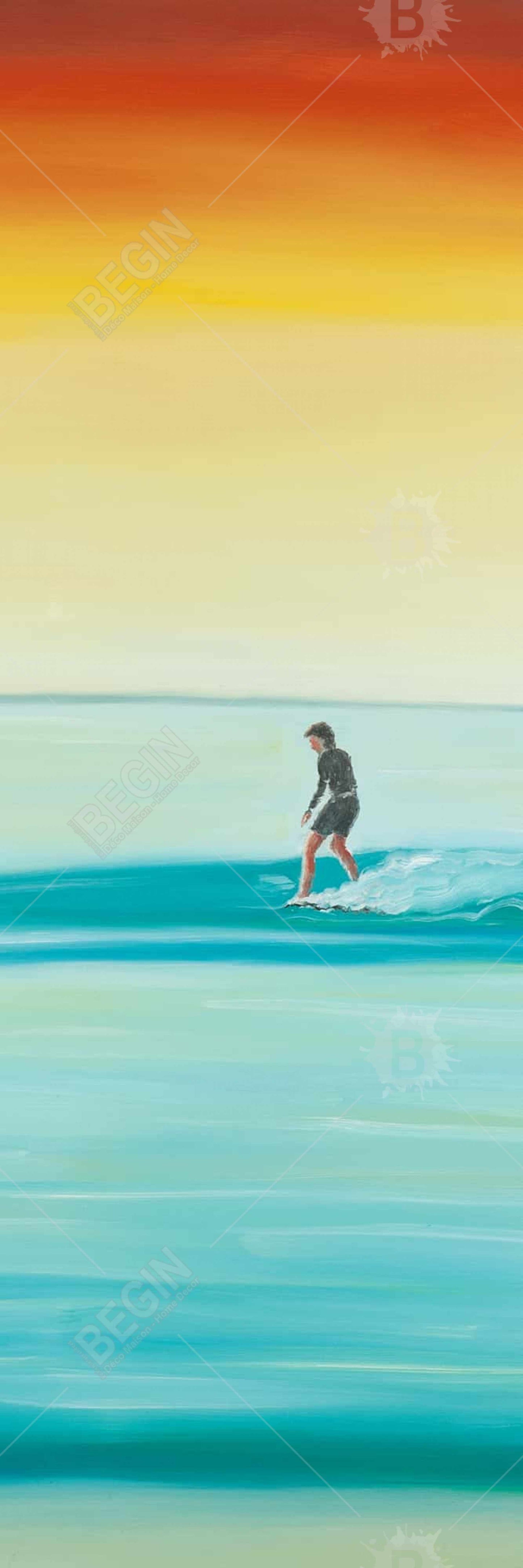 Toile encadrée bleu côtier – Un surfeur par Dawn | Décoration d'intérieur