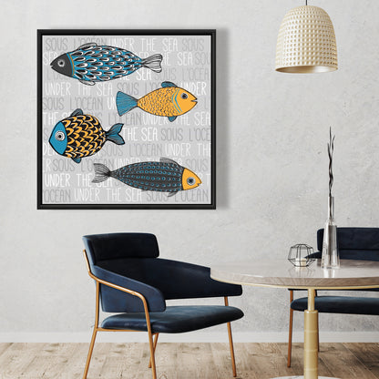 Toile grise marine pour chambre à coucher | Décoration de poissons nautiques