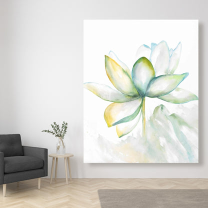 Green Botanical Canvas | Abstract Lotus Flower Home Decor