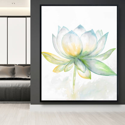 Toile encadrée Fleur de lotus botanique bleue | Décoration d'intérieur
