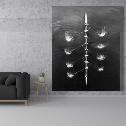 Rowing Boat Race White Canvas - Livingroom Sports Decor