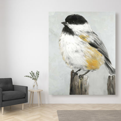 Coal Tit Bird Canvas - Gray Wall Art Decor for Home