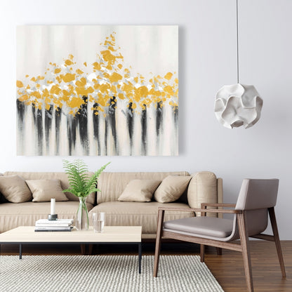 Abstract Gold Flowers Canvas | Modern Bedroom Wall Art Decor