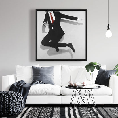 Toile blanche classique représentant un homme sautant | Décoration d'intérieur