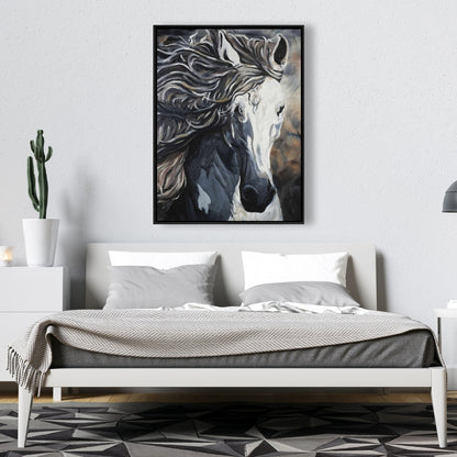 Toile bleue « Cheval sauvage » | Décoration de chambre contemporaine