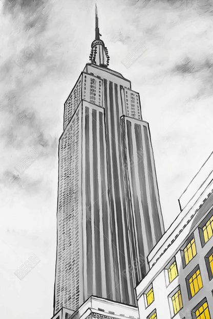 Toile encadrée grise représentant l'Empire State Building - Décoration d'intérieur